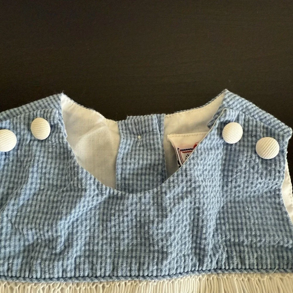 Boys Petit Ami Smocked Seersucker Fish Nautical Beach Portrait Shortall 3 Months